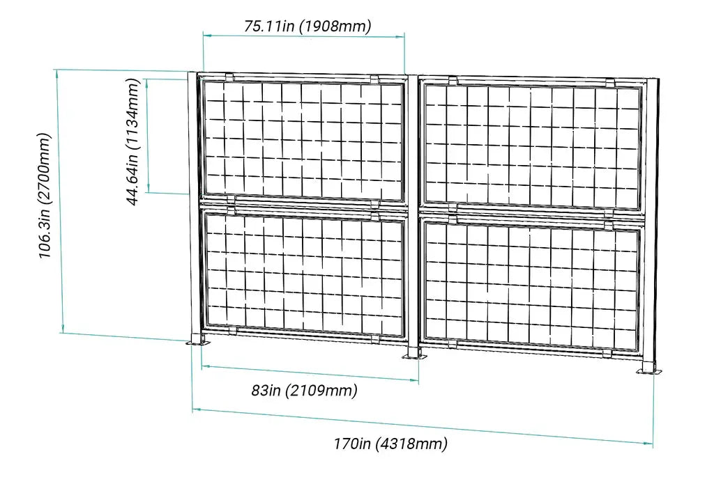 Elios AgriVoltaic Solar Fence – Support vertical durable en aluminium pour 4 panneaux (modèle TP-VAS-4, 5 ans de garantie) Boutique Solaire Québec