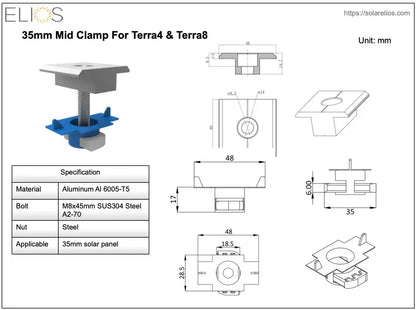 Elios Terra G8 – Système de montage au sol pour 8 panneaux 60/72 cellules (acier galvanisé, rails aluminium, garantie 5 ans) Boutique Solaire Québec