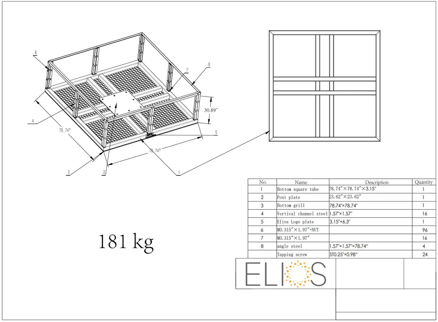 Elios Basket 8 Panel Post – Socle robuste remplissable de roche pour montage sur poteau Boutique Solaire Québec