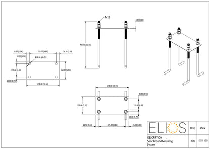 Elios Terra G10 – Support de montage au sol réglable pour 10 panneaux (acier HDG, inclinaison 25-55°, garantie 5 ans) Boutique Solaire Québec