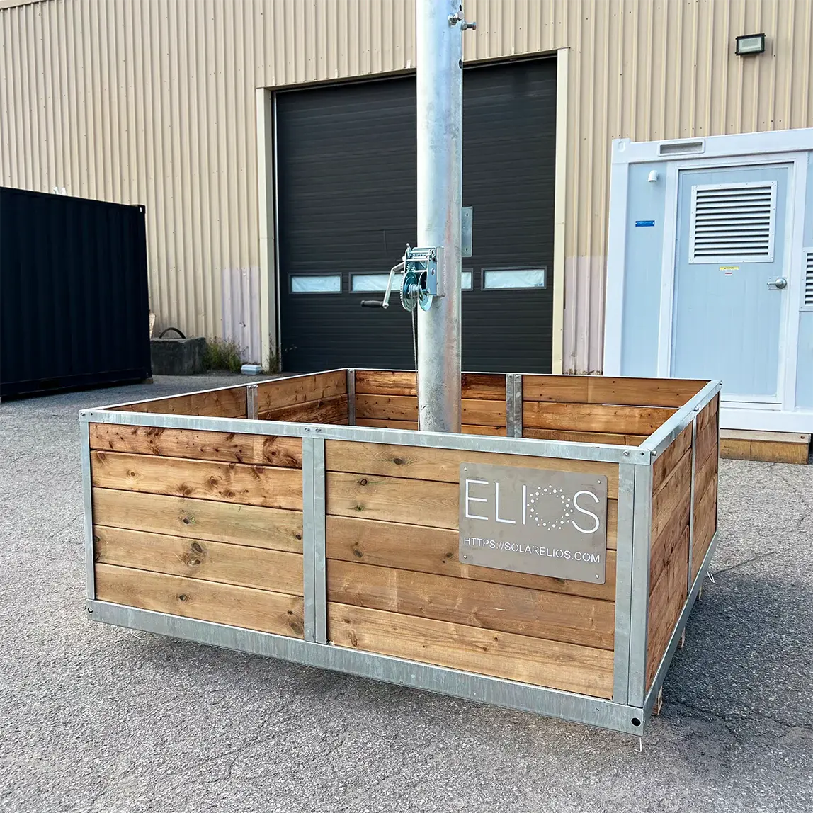 Elios Basket 8 Panel Post – Socle robuste remplissable de roche pour montage sur poteau Boutique Solaire Québec