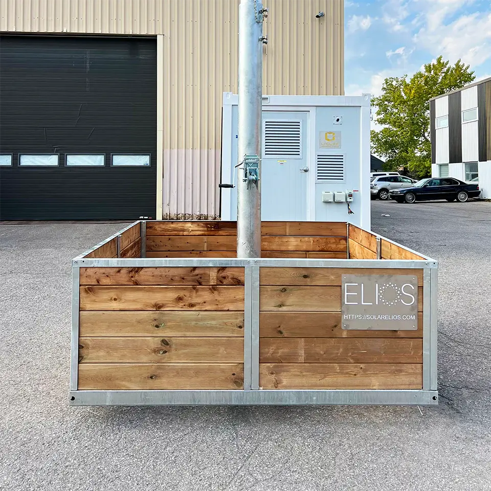 Elios Basket 8 Panel Post – Socle robuste remplissable de roche pour montage sur poteau Boutique Solaire Québec