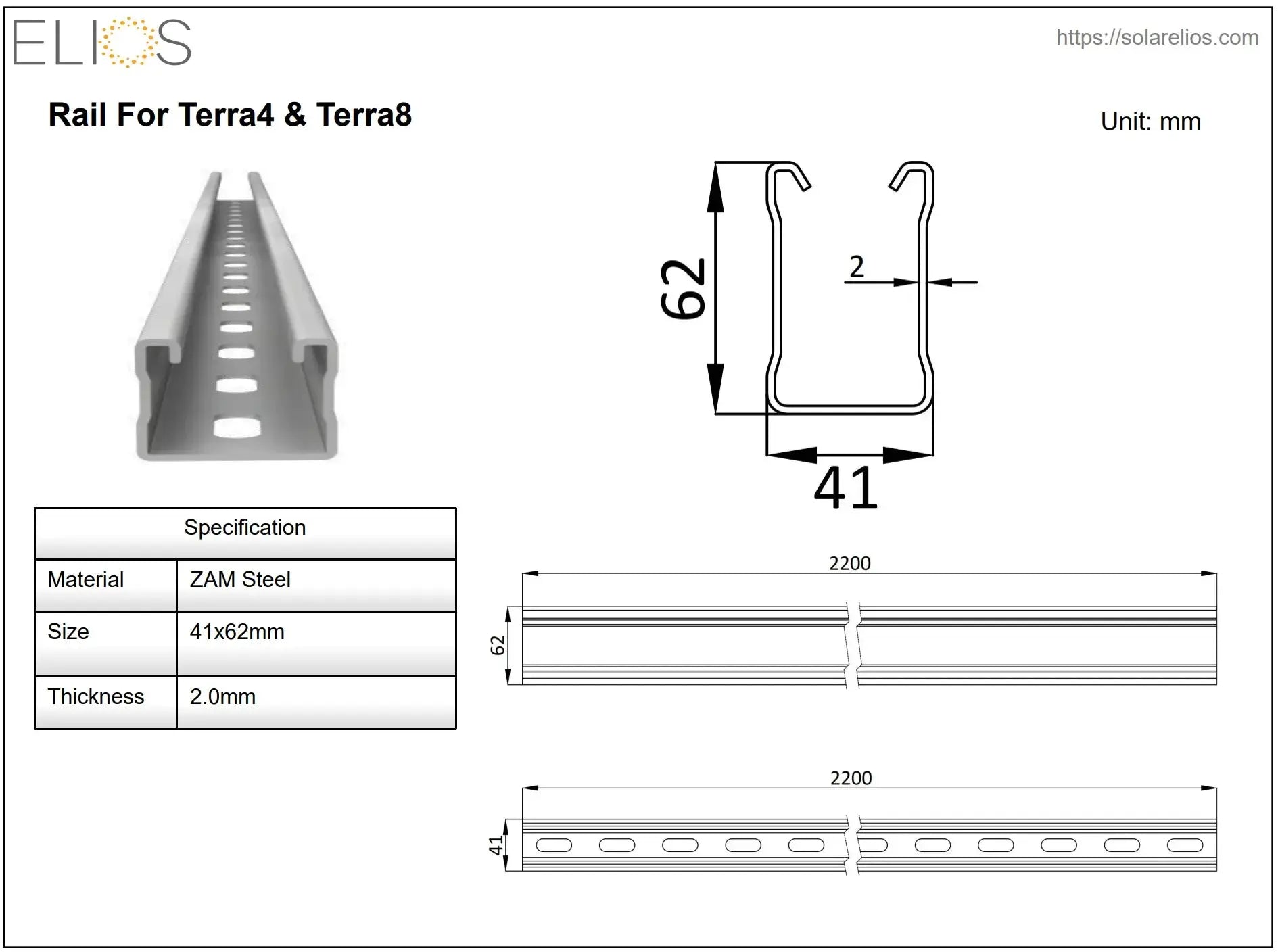 Elios Terra G8 – Système de montage au sol pour 8 panneaux 60/72 cellules (acier galvanisé, rails aluminium, garantie 5 ans) Boutique Solaire Québec