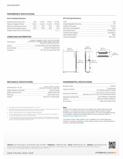 FranklinWH aPowerS 15 kWh – Batterie solaire avec onduleur intégré